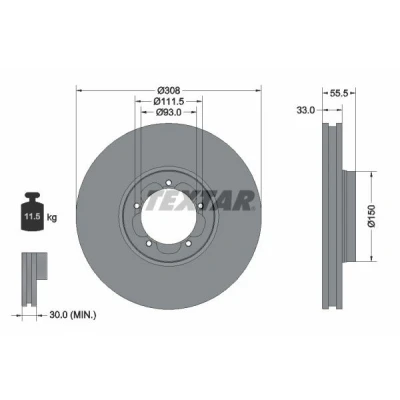Kuva TEXTAR PRO 92273003 Jarrulevyt FORD: Tourneo Custom V362 Bussi, Transit V363 Van, Mk6 Bussi