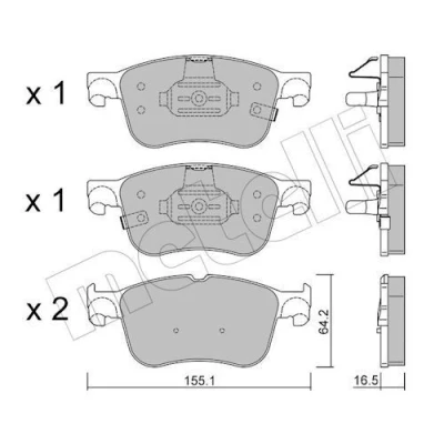 Kuva METELLI 22 1205 0 Jarrupalat akustisella kulumavaroittimella FORD: Focus Mk4 Turnier, Hatchback, Kuga Mk3