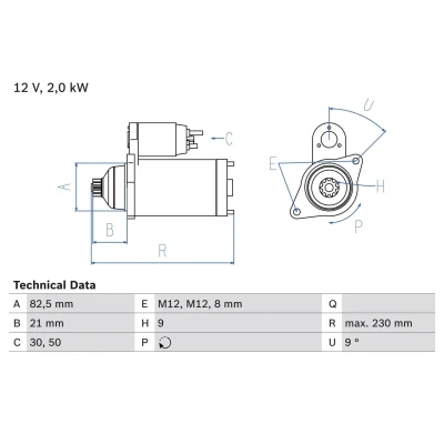 Kuva BOSCH 0 986 018 380 Starttimoottori 12 2 9 VOLKSWAGEN: LT 28 35 II Bussi