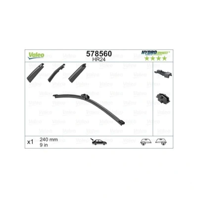 Kuva Pyyhkijänsulka Valeo Hydroconnect 578560 240mm Takana Rungottomat Top Lock MERCEDES BENZ: C sarja T modell, A sarja, RENAULT: Clio 4