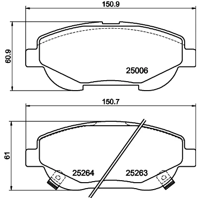 Kuva HELLA 8DB 355 015 691 Jarrupalat akustisella kulumavaroittimella TOYOTA: Avensis III Farmari, Verso, Sedan