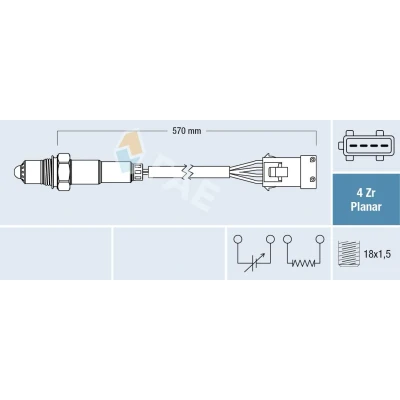 Kuva FAE 77283 Lambda Anturi Lämmitetty CITROËN: C4 I Hatchback, C5 C3 PEUGEOT: 206 407 SW, 307 Hatchback