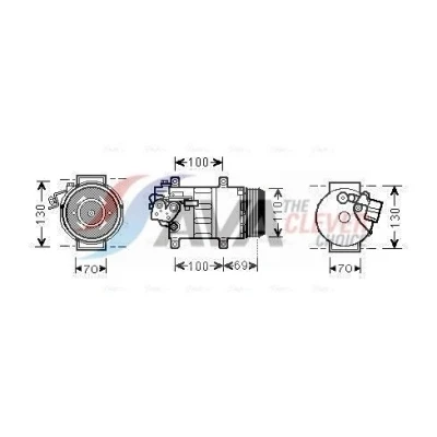 Kuva AVA COOLING SYSTEMS MSAK576 Ilmastoinnin Kompressori 6SEU16C 12V PAG 46 R134a kompressoriöljyllä, ilman diodia