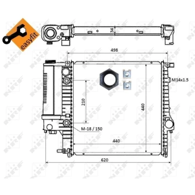 Kuva NRF EASY FIT 50565 Jäähdytin Alumiini 440 438 34 asennusosilla Jäähdytysrivat juotetut BMW: 3 Sedan, Coupe