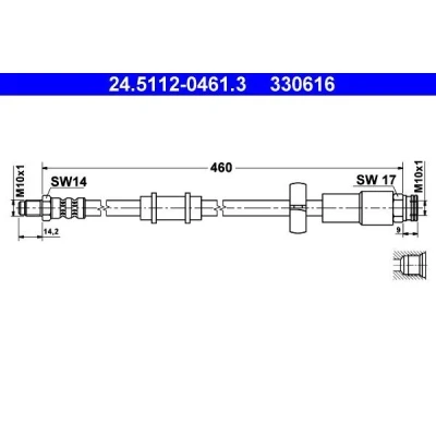 Kuva ATE 24.5112 0461.3 Jarruletku 460 M10x1 FIAT: Ducato II Van, Flatbed Kuorma auto/Alusta, Bussi, PEUGEOT: Boxer Bussi