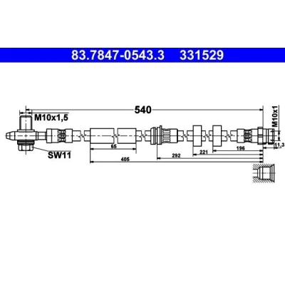 Kuva ATE 83.7847 0543.3 Jarruletku 540 M10x1 VOLKSWAGEN: Polo V Hatchback
