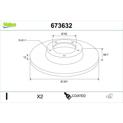 Kuva Jarrulevy Vakiomalli, Taka akseli Valeo 673632 toyota alphard i, avensis verso, previa ii OE 4243128090, 42431 28090, 4243128091