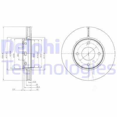 Kuva DELPHI BG4127 Jarrulevyt 281 26 4 Tuuletettu rasvattu käsittelemätön ilman pyöränlaakeria, ABS sensorirengasta MITSUBISHI: COLT 6
