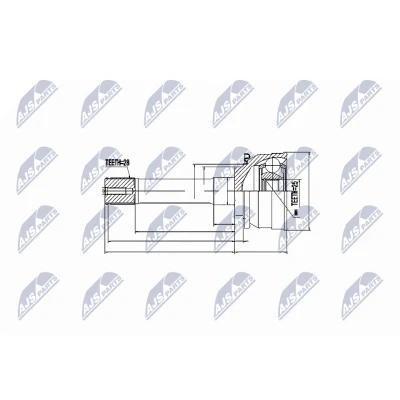 Kuva Nivelsarja, vetoakseli, Vaihteiston puoli, Etuakseli, oikea, vasen HYUNDAI, MITSUBISHI OE MB526141, MB526145, MB526270