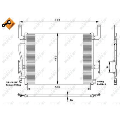 Kuva NRF EASY FIT 35655 Ilmastoinnin Lauhdutin Tiivisterenkaalla 580