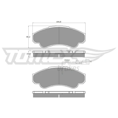 Kuva TOMEX brakes TX 12 47 Jarrupalat Etuakseli kulumisvaroitinkoskettimella FIAT: Ducato III Flatbed Kuorma auto / Alusta