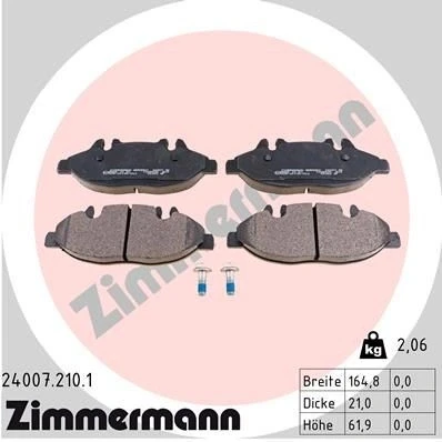 Kuva ZIMMERMANN 24007.210.1 Jarrupalat Kulumisenilmaisemelle Ruuveilla Valokuva vastaa toimituslaajuutta MERCEDES BENZ: Vito Bussi, Mixto, Viano