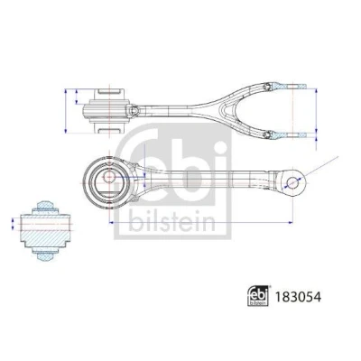 Kuva FEBI BILSTEIN 183054 Alatukivarsi laakerilla Taka akseli, vasen, oikea, Alla, Edessä Poikittaistukivarsi Alumiini MERCEDES BENZ: A sarja