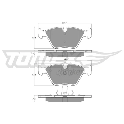 Kuva TOMEX brakes TX 13 20 Jarrupalat Etuakseli Kulumisenilmaisemelle BMW: 3 Touring, X3, Sedan, ROVER: 75