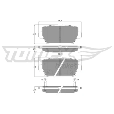 Kuva TOMEX brakes TX 60 16 Jarrupalat Taka akseli akustisella kulumavaroittimella MITSUBISHI: Eclipse Cross