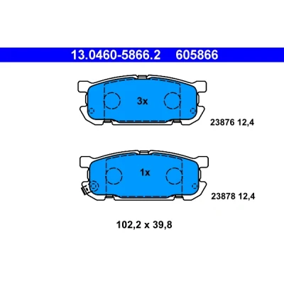 Kuva ATE 13.0460 5866.2 Jarrupalat akustisella kulumavaroittimella MAZDA: MX 5 2