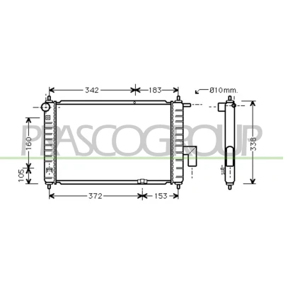 Kuva PRASCO DW322R003 Jäähdytin Alumiini 460mm 298mm 16mm Jäähdytysrivat juotetut