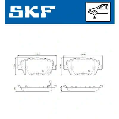 Kuva SKF VKBP 80128 A Jarrupalat akustisella kulumavaroittimella Tarvikkeilla NISSAN: MICRA 4, SUZUKI: SWIFT 3