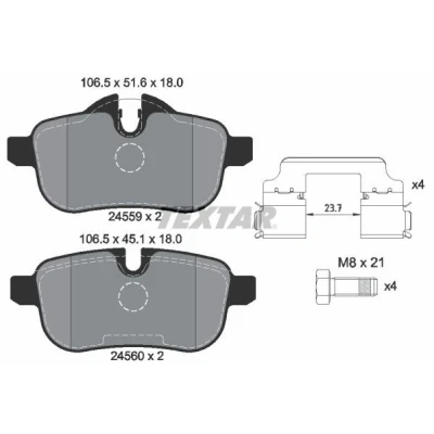 Kuva TEXTAR 2455901 Jarrupalat Kulumisenilmaisemelle Jarrusatulan ruuveilla Tarvikkeilla BMW: Z4 Roadster