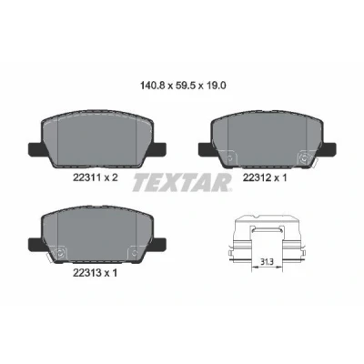 Kuva TEXTAR 2231102 Jarrupalat akustisella kulumavaroittimella Tarvikkeilla OPEL: Insignia B Grand Sport, Sports Tourer, Mokka / X
