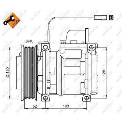 Kuva NRF 32824 Ilmastoinnin Kompressori 10PA15C 24 PAG 46 kompressoriöljyllä, Tiivisterenkaalla EASY FIT