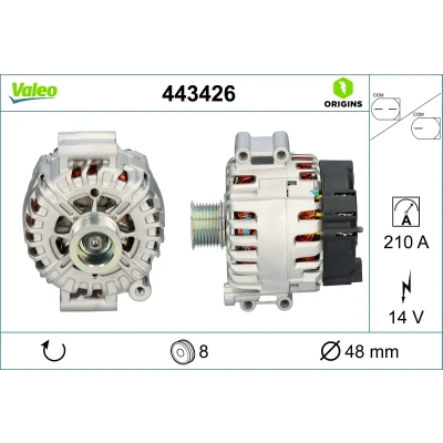 Kuva VALEO 443426 Laturi 14V 210A BMW: 5 Touring, X3, Sedan