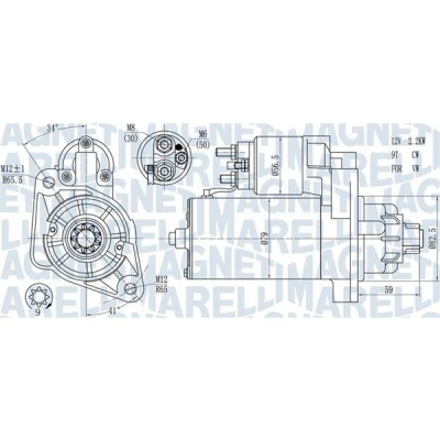 Kuva MAGNETI MARELLI 063721378010 Starttimoottori 12 2,2 9 VOLKSWAGEN: Touareg I