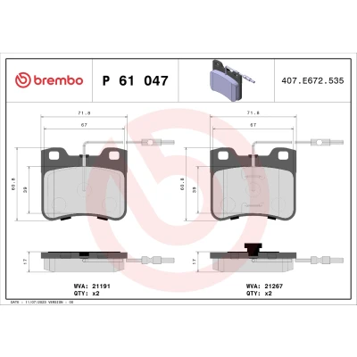 Kuva BREMBO P 61 047 Jarrupalat Sis. kulumisenilmaisimen Ilman tarvikkeita PEUGEOT: 106 I Hatchback, II CITROËN: Saxo AX