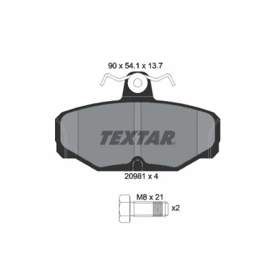Kuva TEXTAR 2098101 Jarrupalat Ei kulumisenilmaisimelle Jarrusatulan ruuveilla FORD: Sierra Mk1 Hatchback, Mk2 Sedan, Hatchback