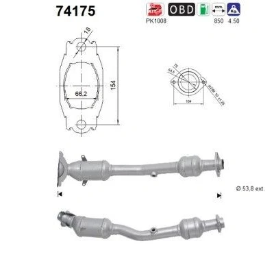 Kuva AS 74175 Katalysaattori Euro 5 850mm