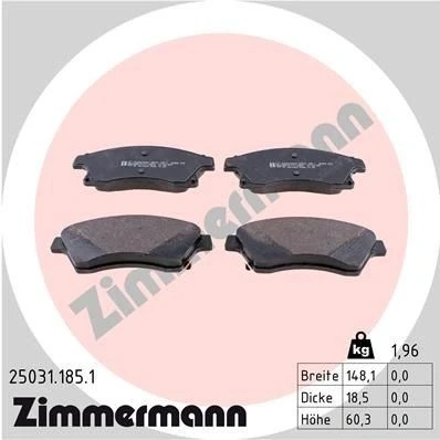 Kuva ZIMMERMANN 25031.185.1 Jarrupalat Valokuva vastaa toimituslaajuutta OPEL: Astra J Sports Tourer, Hatchback, GTC