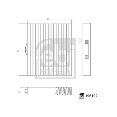 Kuva FEBI BILSTEIN 196192 Raitisilmasuodatin Aktiivihiilisuodatin 240mm 204mm 35mm