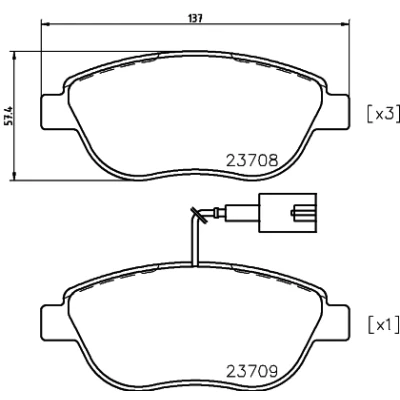 Kuva HELLA 8DB 355 018 831 Jarrupalat kulumisvaroitinkoskettimella Jarrusatulan ruuveilla Tarvikkeilla FIAT: BRAVO 2, Stilo Multi Wagon, Hatchback