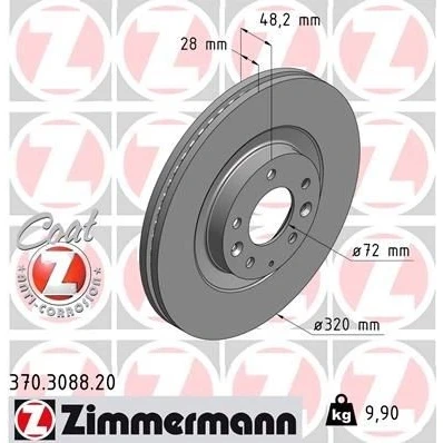 Kuva ZIMMERMANN COAT Z 370.3088.20 Jarrulevyt 320 28 8/5 5 114 tuuletettu sisältä pinnoitettu hiiliteräs MAZDA: CX 7