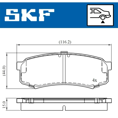 Kuva SKF VKBP 90136 Jarrupalat Ei kulumisenilmaisimelle TOYOTA: Land Cruiser Prado 120, 150, 80, LEXUS: RX I