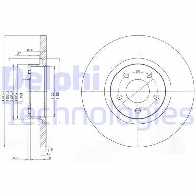 Kuva DELPHI BG3420 Jarrulevyt 281 15 5 täysi rasvattu käsittelemätön ilman pyöränlaakeria, ABS sensorirengasta ALFA ROMEO: 156 Sedan, 147