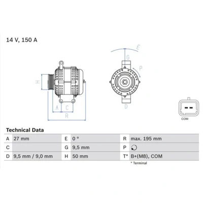 Kuva BOSCH 0 986 081 820 Laturi 14V 150A MINI: Countryman, Hatchback