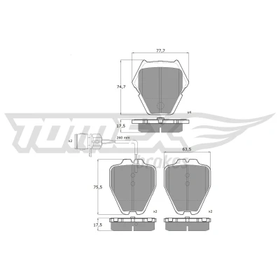 Kuva TOMEX brakes TX 13 15 Jarrupalat Etuakseli Sis. kulumisenilmaisimen AUDI: A8 D2