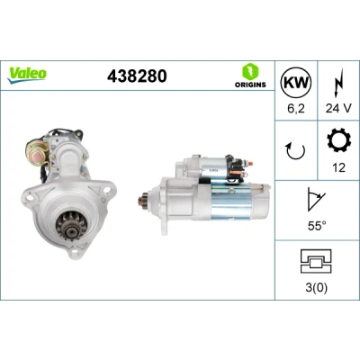 Kuva VALEO 438280 Starttimoottori 24V 6,2kW 12 NO R 55 NEW ORIGINAL PART