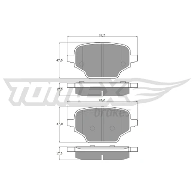 Kuva TOMEX brakes TX 19 92 Jarrupalat Taka akseli Sis. kulumisenilmaisimen OPEL: Combo E Van / Farmari, CITROËN: Berlingo