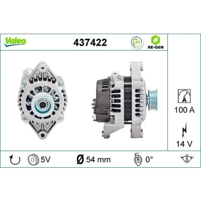 Kuva VALEO 437422 Laturi 14V 100A OPEL: Astra G CC, Vectra C Caravan, Zafira B
