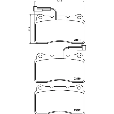 Kuva HELLA 8DB 355 018 361 Jarrupalat kulumisvaroitinkoskettimella VOLVO: V70 2, S60 I, ALFA ROMEO: 159 Sportwagon, 166, Sedan, RENAULT: Megane 4