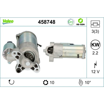 Kuva VALEO 458748 Starttimoottori 12 2,2 10 FORD: MONDEO 4 Turnier, S Max Mk1