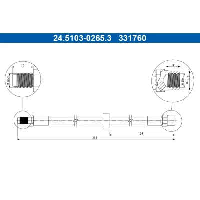 Kuva ATE 24.5103 0265.3 Jarruletku 295mm M10x1mm VOLVO: V70 2, S60 I, S80 I