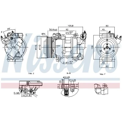 Kuva NISSENS 891016 Ilmastoinnin Kompressori 5SEL12 12 PAG 46 YF R 134a PEUGEOT: 5008 I, 3008 CITROËN: C4 II Hatchback