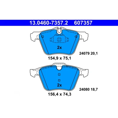 Kuva ATE 13.0460 7357.2 Jarrupalat Kulumisenilmaisemelle, Ilman kulumisenilmaisinta JAGUAR: XF Sedan, S Type, XJ Sedan