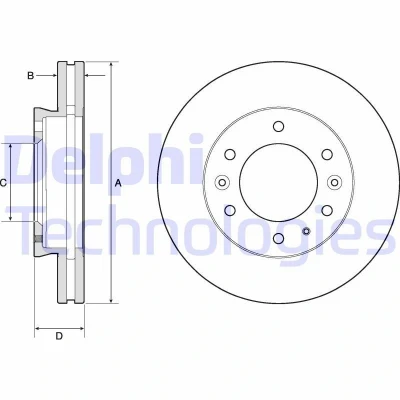 Kuva DELPHI BG9140C Jarrulevyt 302 32 6 Tuuletettu pinnoitettu käsittelemätön ilman pyöränlaakeria, ABS sensorirengasta FORD: Ranger Mk3