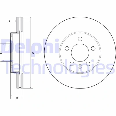 Kuva DELPHI BG4963C Jarrulevyt 256 22 5 Tuuletettu pinnoitettu hiiliteräs ilman pyöränlaakeria, ABS sensorirengasta SKODA: Kamiq, Scala Hatchback
