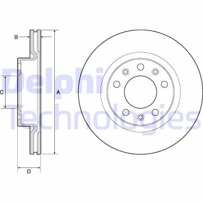 Kuva DELPHI BG4700C Jarrulevyt 266 22 5 Tuuletettu pinnoitettu käsittelemätön ilman pyöränlaakeria, ABS sensorirengasta PEUGEOT: 308 SW 2