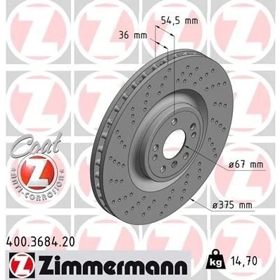 Kuva ZIMMERMANN COAT Z 400.3684.20 Jarrulevyt 375 36 8/5 5 112 tuuletettu sisältä, reijitetty pinnoitettu hiiliteräs MERCEDES BENZ: ML sarja, GLE SUV